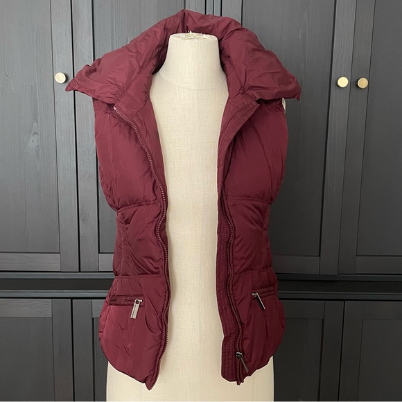 Add Down Quilted Puffer Vest Burgundy Size 2 - Picture 4 of 15